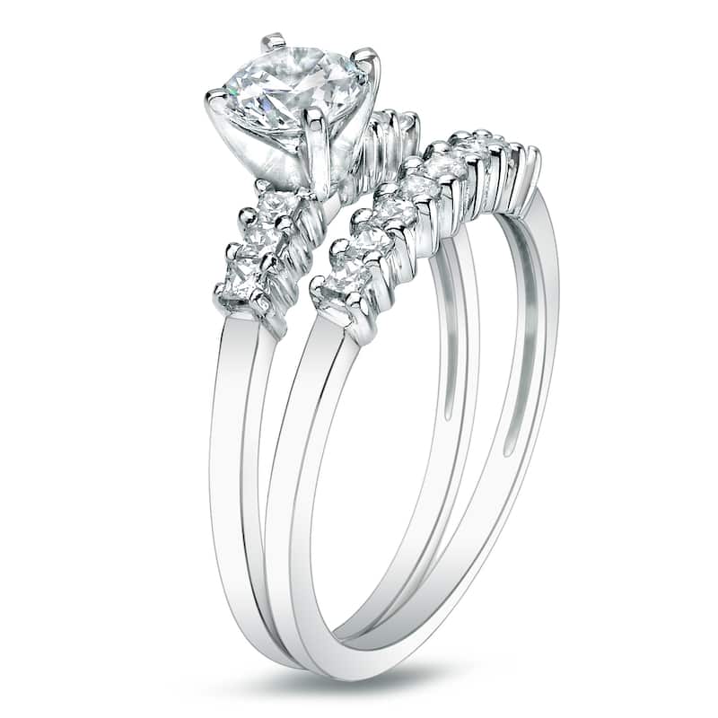 Auriya Platinum 1 carat TW Classic Round Diamond Engagement Ring Set