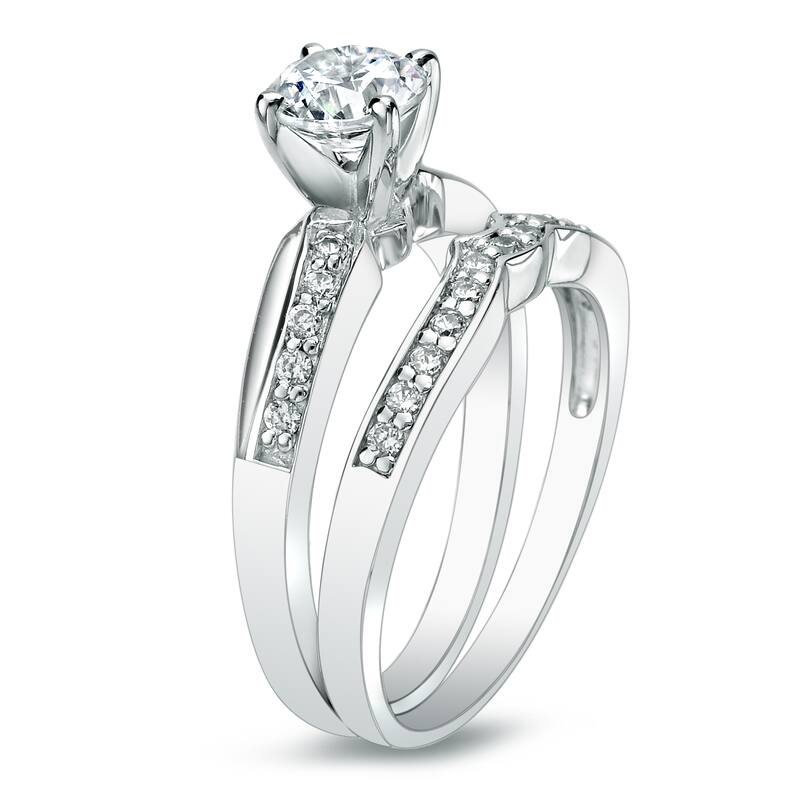 Auriya 1ct TDW Round Diamond Engagement Ring Set Platinum Certified
