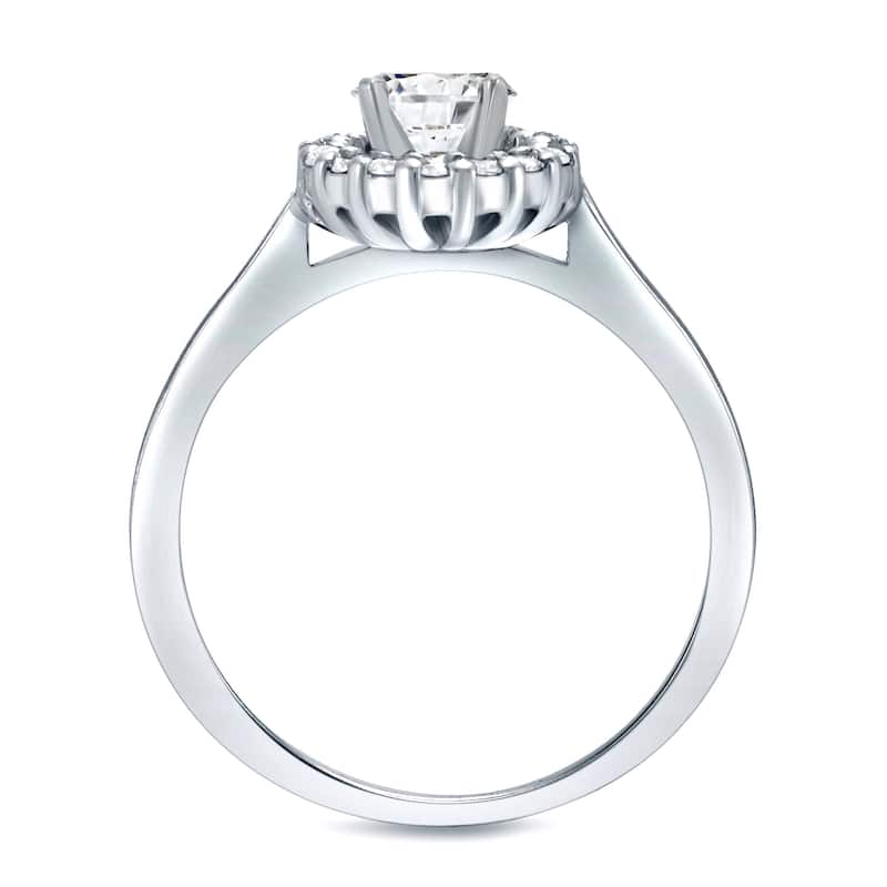 Auriya Nested 1ct TDW Round Diamond Halo Engagement Ring Set Platinum Certified
