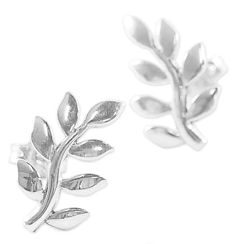 NOVICA Sterling Silver 'Peaceful Leaves' Earrings - 0.6*0.4