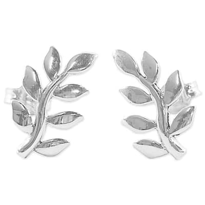NOVICA Sterling Silver 'Peaceful Leaves' Earrings - 0.6*0.4