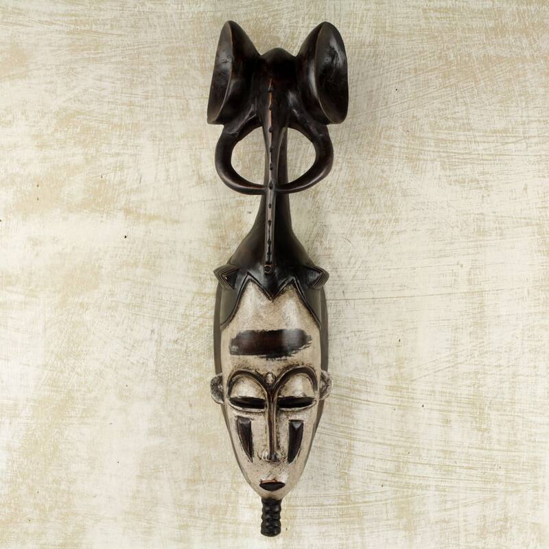 Handmade Sese Wood Brave and Strong African Wall Mask (Ghana)