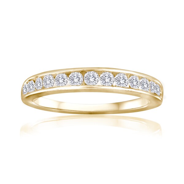 10k Yellow Gold 1ct TDW Diamond Wedding Band - White I-J