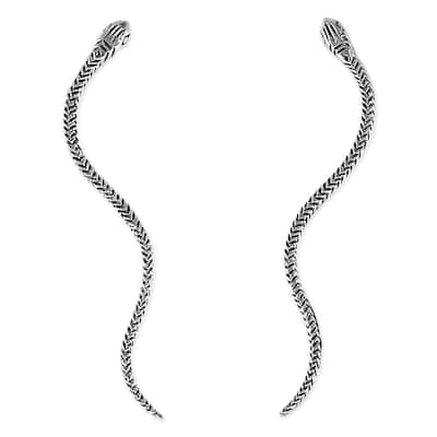 Handmade Sterling Silver 'Winding Snakes' Earrings (Thailand)