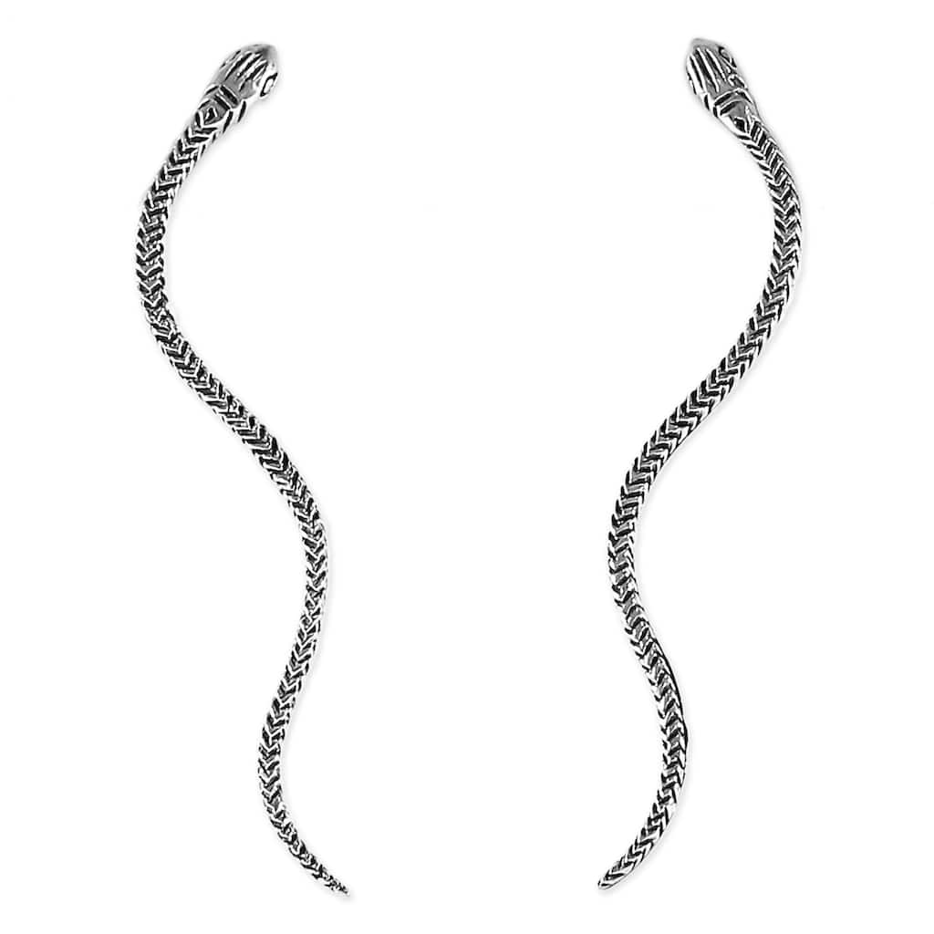 Handmade Sterling Silver 'Winding Snakes' Earrings (Thailand)