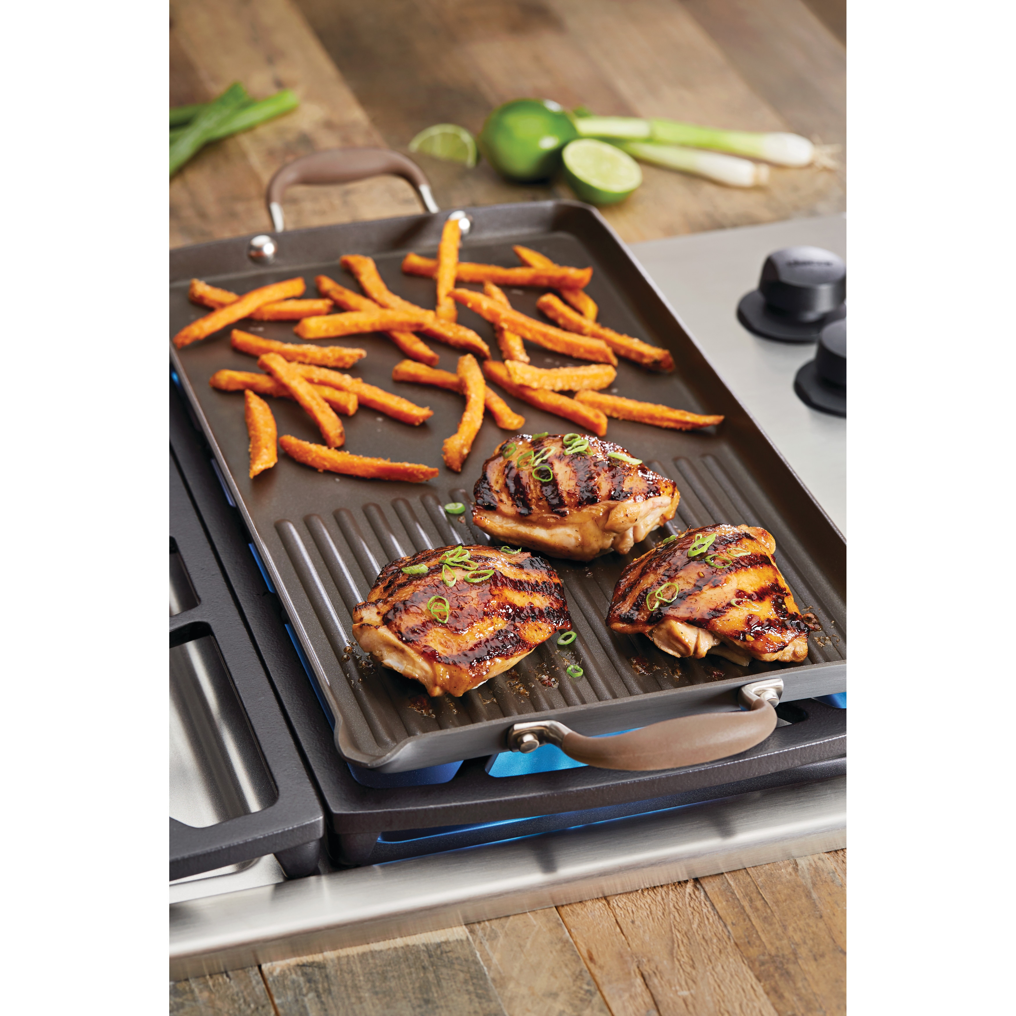 Top Product Reviews for Anolon Advanced Bronze Hard-Anodized Nonstick 10- Inch x 18-Inch Double Burner Griddle and Grill Pan with Pour Spout  13218506 Bed Bath  Beyond