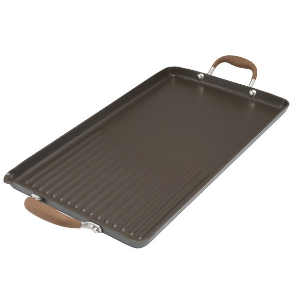 Anolon Advanced Bronze Hard-Anodized Nonstick 10-Inch x 18-Inch Double Burner Griddle and Grill Pan with Pour Spout 84140