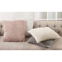 Cotton Throw Pillow With Crochet Pom Pom Design And Down Filling