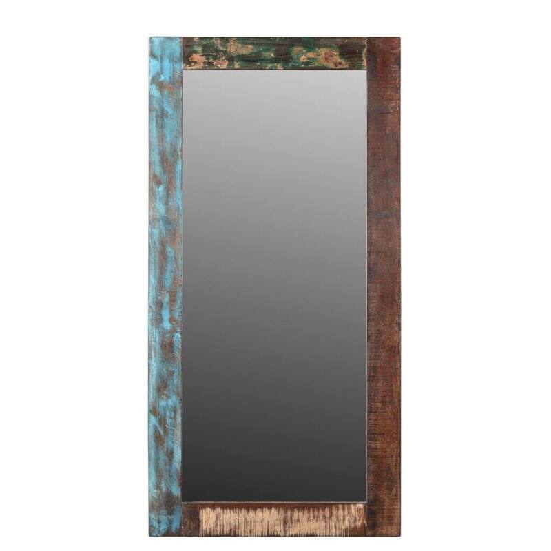 Handmade Agra Old Reclaimed wood Mirror (India) - 60" x 30" x 1.5" - 60" x 30" x 1.5"