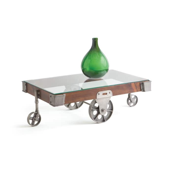Brushed Nickel and Clear Glass Top Coffee Table