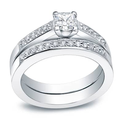 Auriya 1ct TDW Princess-Cut Diamond Engagement Ring Set Platinum