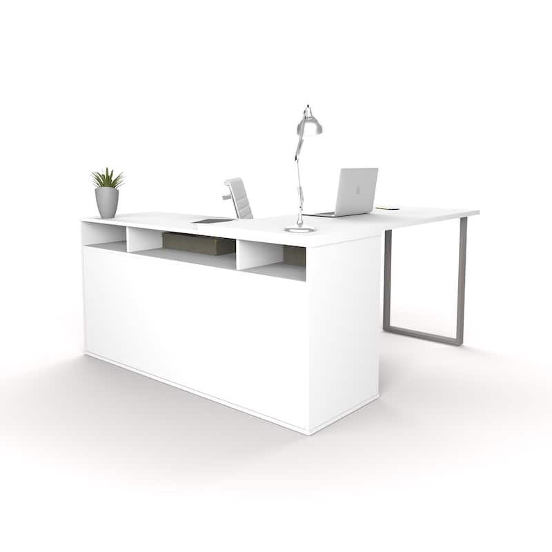 Bestar Solay L-shaped Desk with Lateral File and Bookcase
