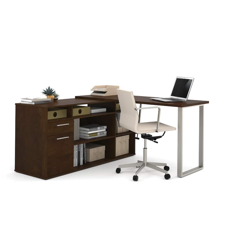 Bestar Solay L-shaped Desk with Lateral File and Bookcase