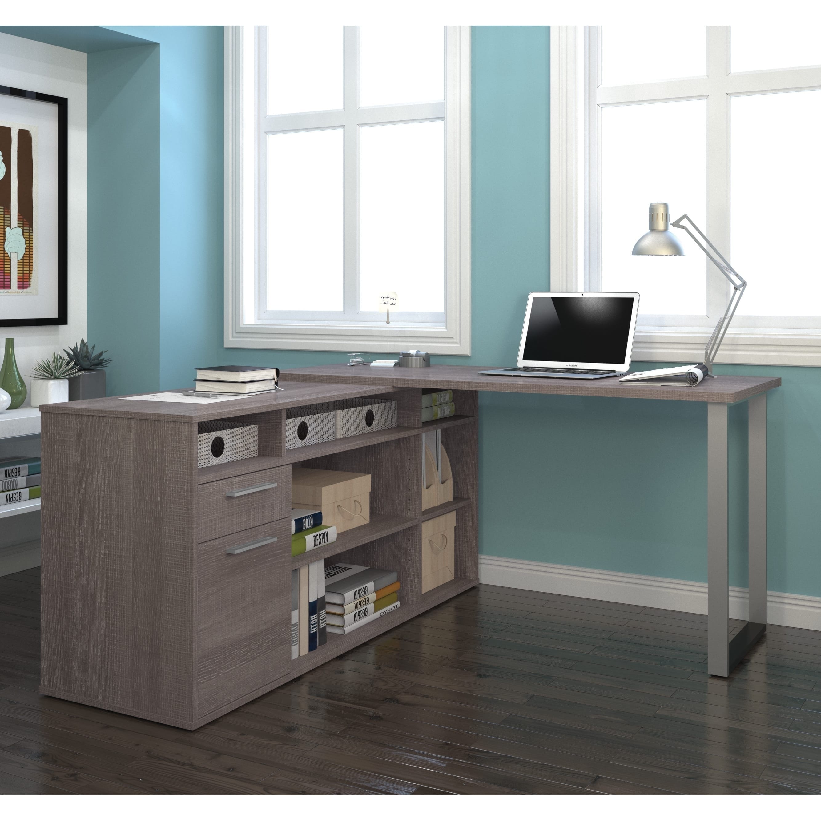 Shop Bestar Solay L Shaped Desk Free Shipping Today Overstock