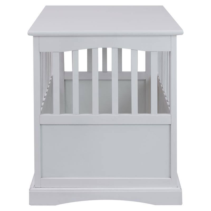 White Wood Pet Crate End Table with Lockable Door