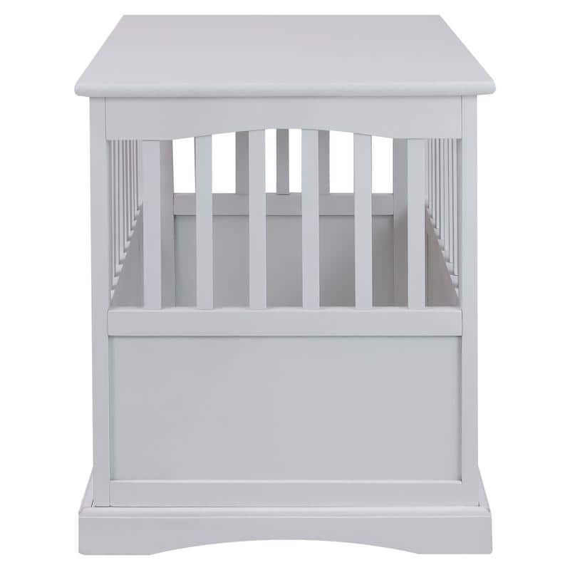 White Wood Pet Crate End Table with Lockable Door