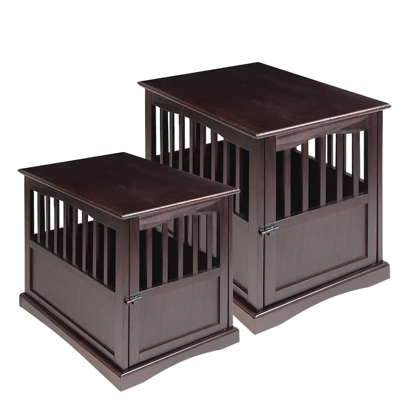 White Wood Pet Crate End Table with Lockable Door