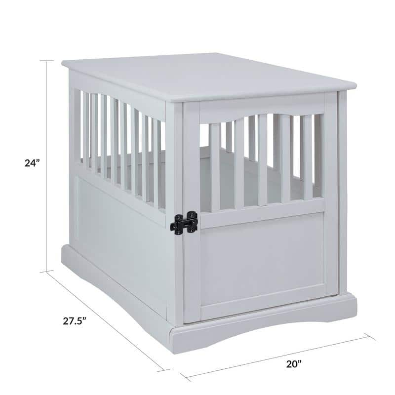 White Wood Pet Crate End Table with Lockable Door