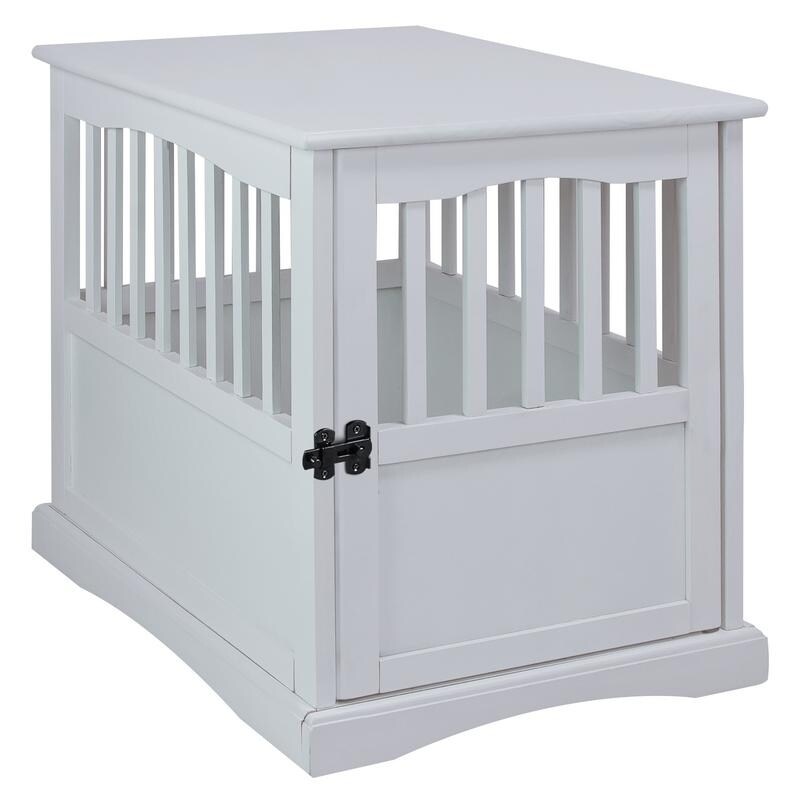 White Wooden Pet Crate End Table