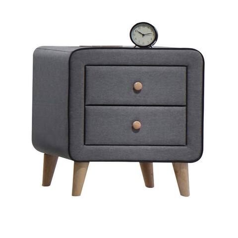 Acme Furniture Valda Light Grey Fabric 2-drawer Nightstand