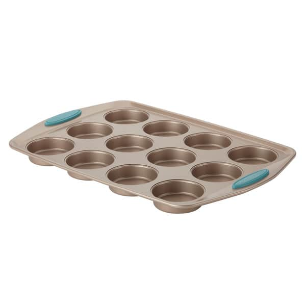 Rachael Ray Cucina Nonstick Bakeware 12-Cup Muffin / Cupcake Pan, Latte  Brown, Agave Blue Handle Grips - Bed Bath & Beyond - 13219274