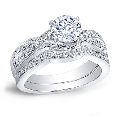 Auriya Platinum 4/5ctw Twisted Round Diamond Engagement Ring Set