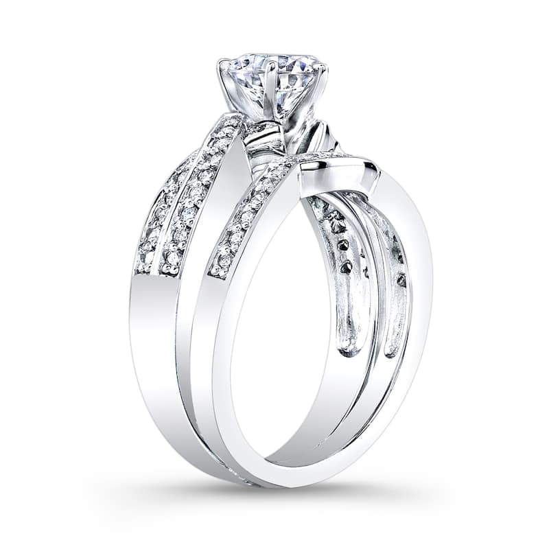 Auriya Platinum 4/5ctw Twisted Round Diamond Engagement Ring Set