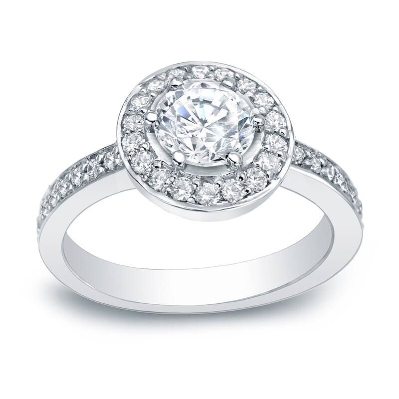 Auriya Platinum 2/5 carat TW Round Halo Diamond Engagement Ring