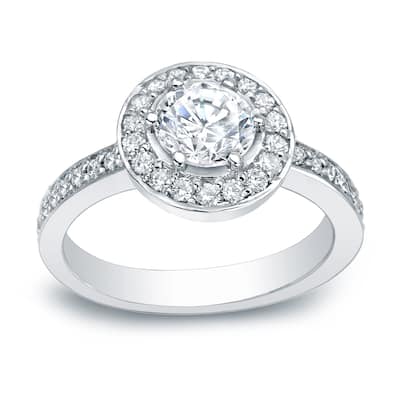 Auriya Platinum 2/5 carat TW Round Halo Diamond Engagement Ring