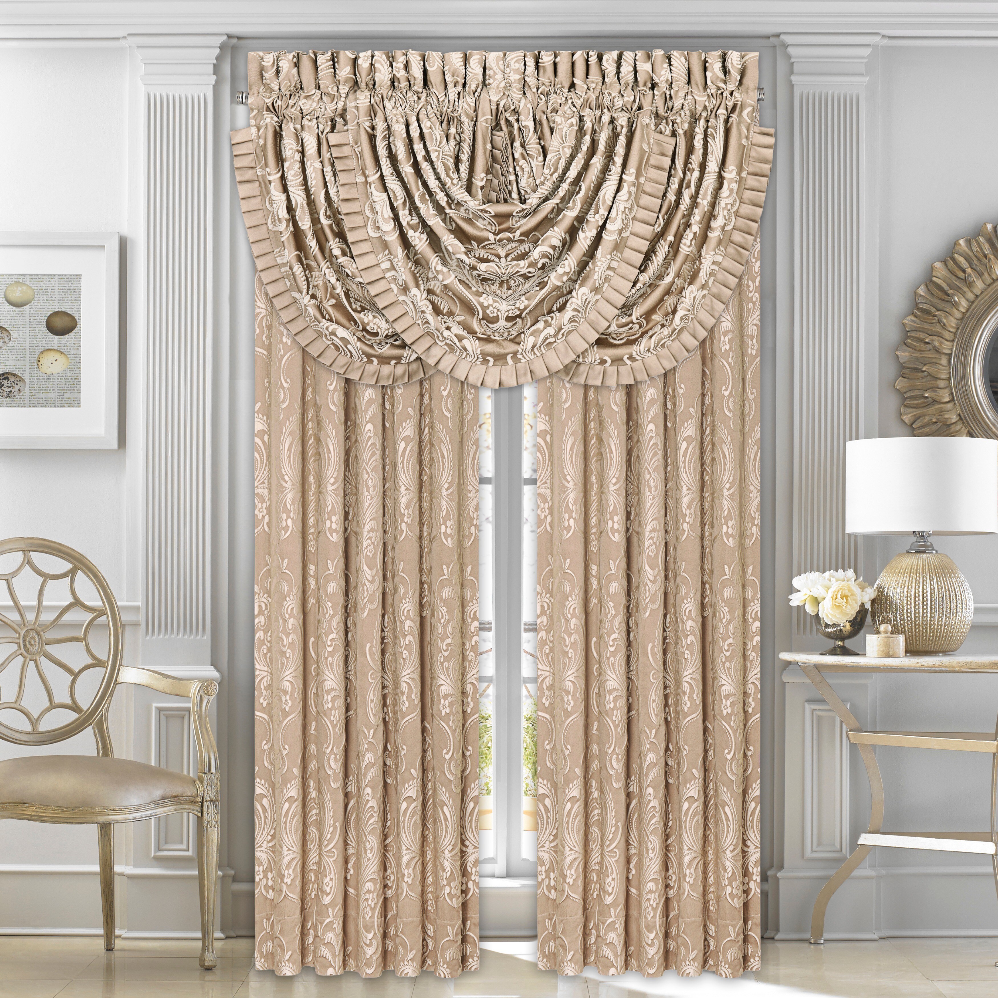 Shop Five Queens Court Maureen Tan Lined Woven Curtain Panel Pair