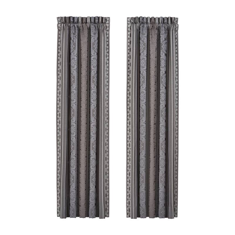 Five Queens Court Mackay Lined Woven Jacquard Curtain Panel Pair with Tiebacks
