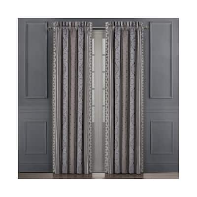 Five Queens Court Mackay Lined Woven Jacquard Curtain Panel Pair with Tiebacks