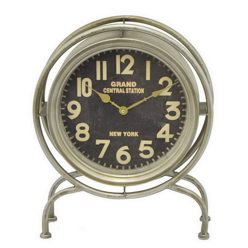 Three Hands Gold-tone Metal Retro Table Clock