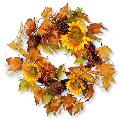 National Tree Company 24-inch Autumn Sunflower Wreath