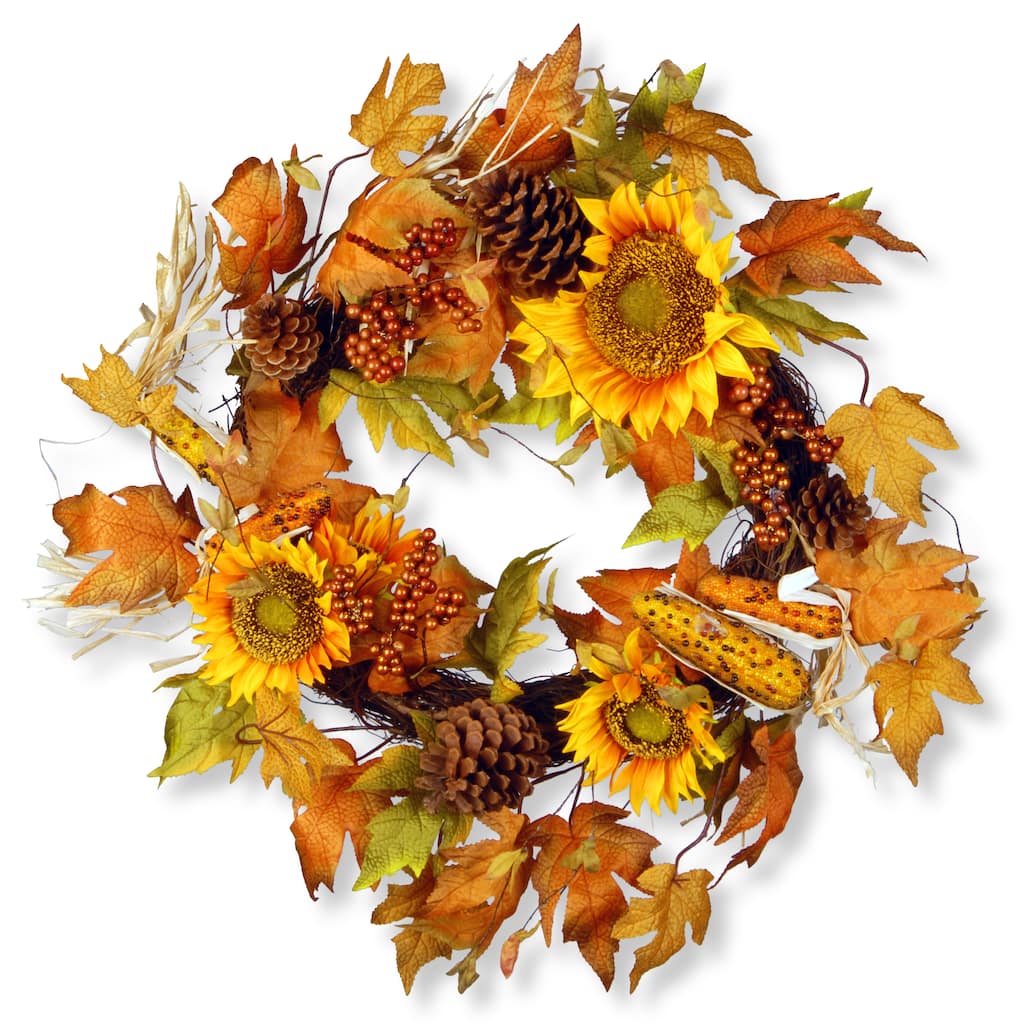 National Tree Company 24-inch Autumn Sunflower Wreath
