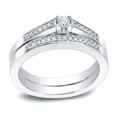Auriya Platinum 1/4ctw Round Diamond Engagement Ring Set