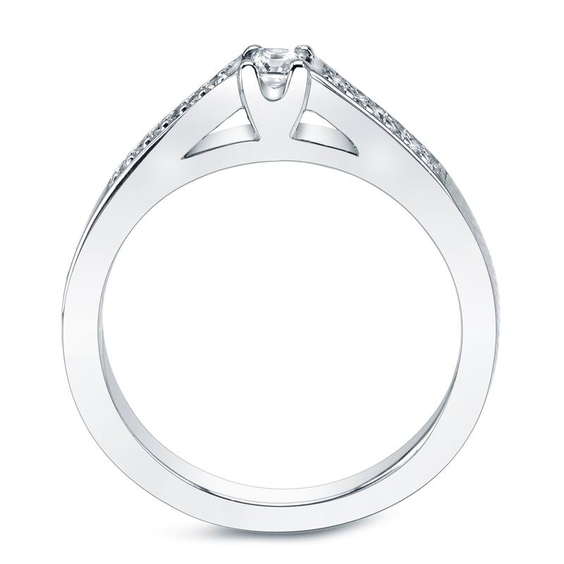 Auriya Platinum 1/4ctw Petite Princess-cut Diamond Wedding Ring Set
