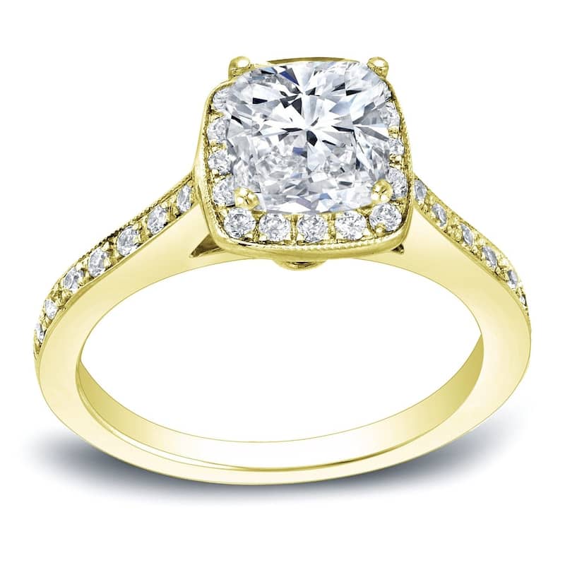Auriya 14k Gold 2ctw Cushion-cut Halo Diamond Engagement Ring Certified - 4 - Yellow