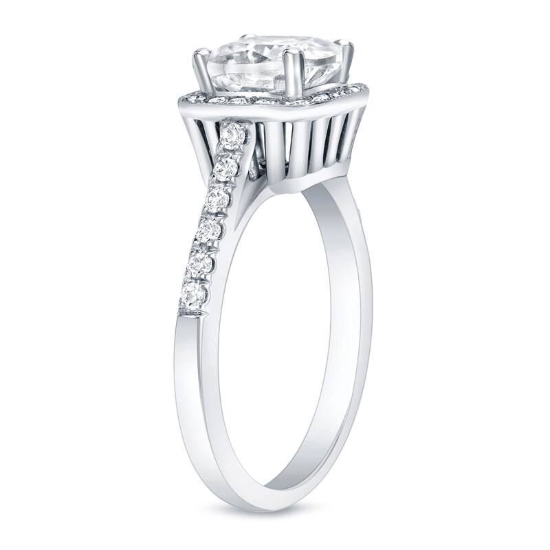 Auriya 1 3/4ctw Cushion-Cut Halo Diamond Engagement Ring 14k Gold Certified