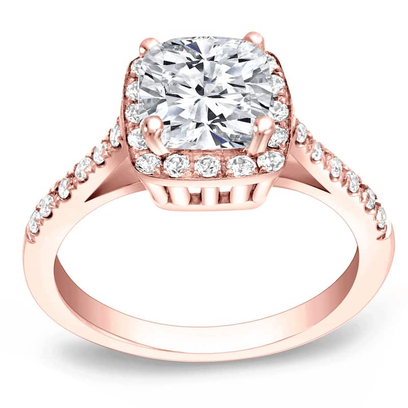 Auriya 1 3/4ctw Cushion-Cut Halo Diamond Engagement Ring 14k Gold Certified
