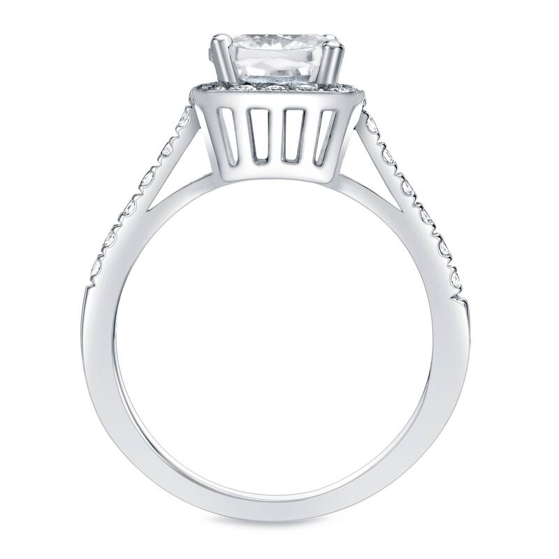 Auriya 1 3/4ctw Cushion-Cut Halo Diamond Engagement Ring 14k Gold Certified