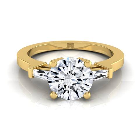 14k Yellow Gold 3/4ct TDW White Diamond Engagement Ring with Tapered Baguette Side Stones