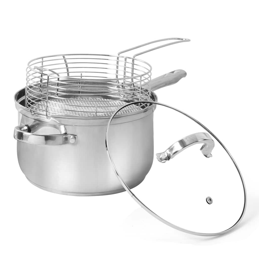 Oster Sanger Field Stainless Steel Stove-top Deep Fryer Set with Lid - Stainless Steel