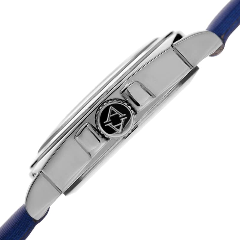 Akribos XXIV Women's Quartz Diamond Blue Leather Strap Watch