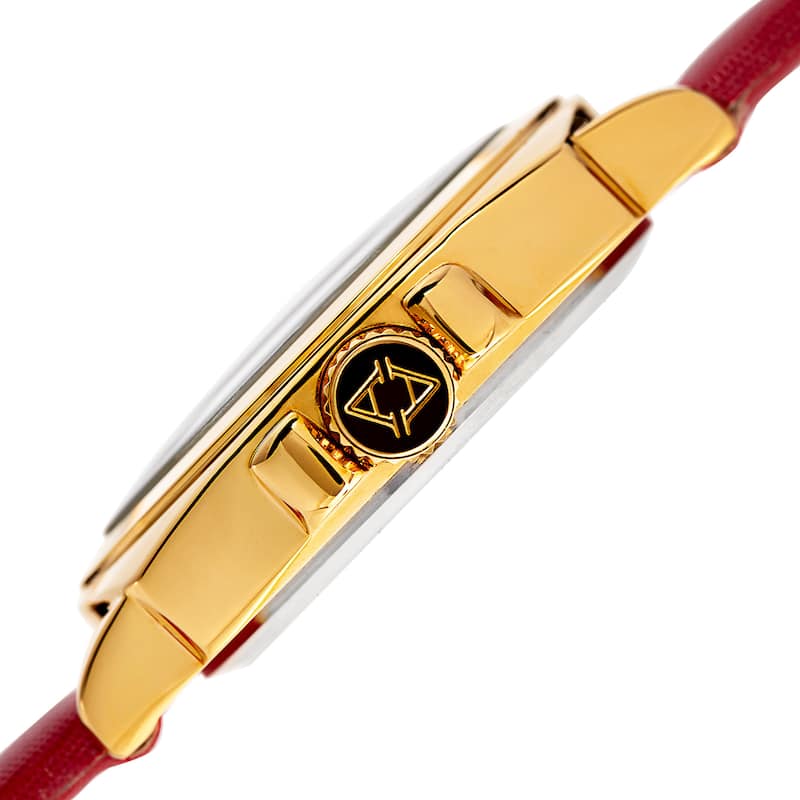Akribos XXIV Women's Quartz Diamond Cherry Leather Strap Watch