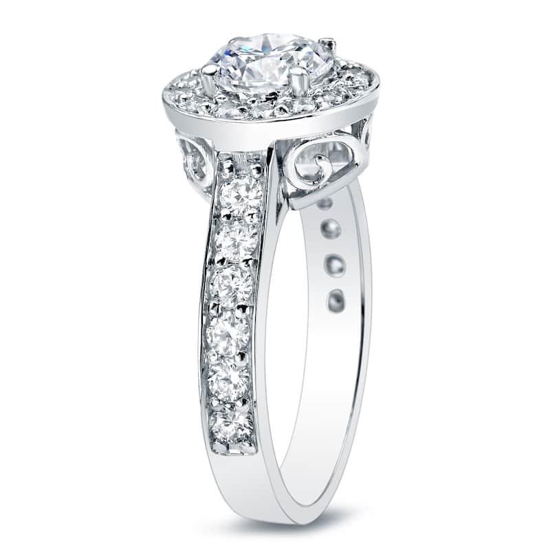 Auriya Platinum 1 3/4ctw Round Diamond Halo Engagement Ring (H-I, SI1-SI2)