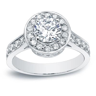 Auriya Platinum 1 3/4ctw Round Diamond Halo Engagement Ring (H-I, SI1-SI2)