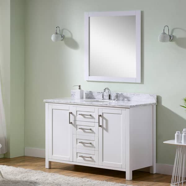 Infurniture Contemporary Style Carrara White Marble Top Single Sink ...