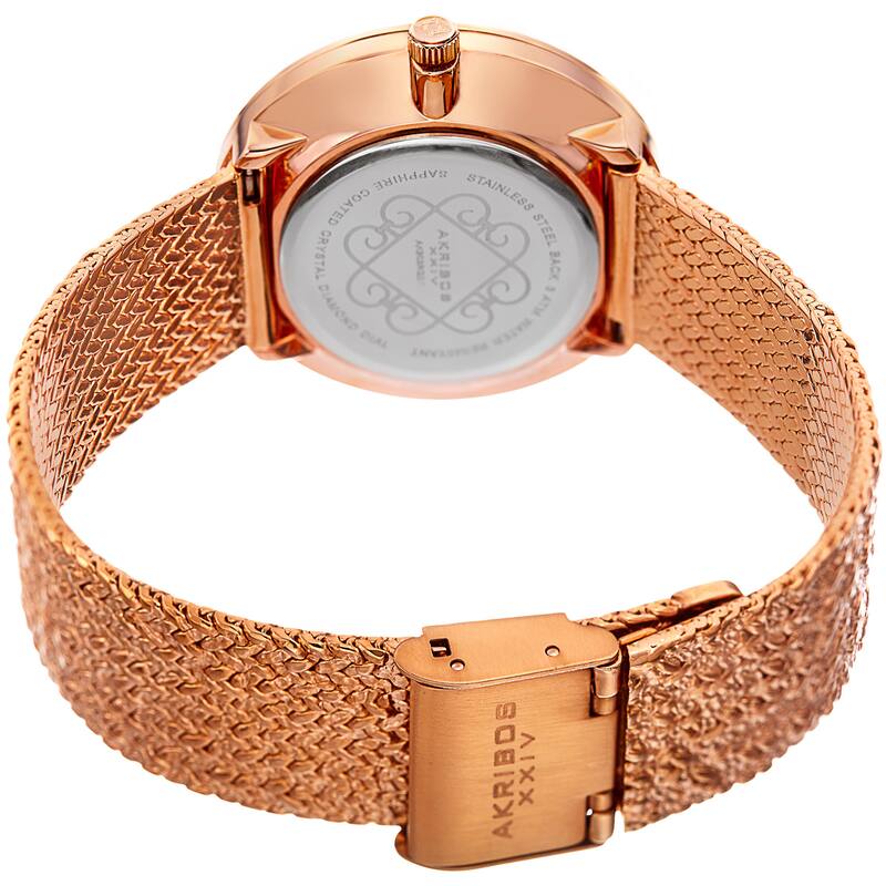 Akribos XXIV Women's Quartz Diamond Rose-Tone Bracelet Watch