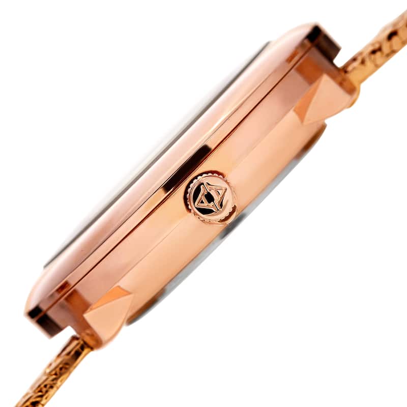 Akribos XXIV Women's Quartz Diamond Rose-Tone Bracelet Watch